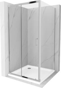 Mexen APIA, sprchový kút s posuvnými dverami 90 (dvere) x 90 (stena) cm, 5mm číre sklo, chrómový profil + slim sprchová vanička 5cm, 840-090-090-01-00-4010