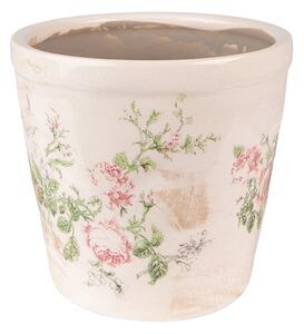 Keramický obal na kvetináč s ružami Rossia L - Ø17*16 cm - Clayre & Eef