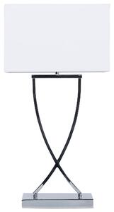 Stolná lampa strieborná kovová základňa Látkové rolety biely dlhý kábel s vypínačom moderný minimalistický
