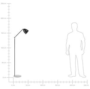 Stojacia lampa čierna kovová 165 cm s betónovým podstavcom otočné rameno nastaviteľné tienidlo