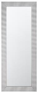 Nástenné zrkadlo obdĺžnikové 50 x 130 cm strieborné moderné s geometrickým vzorom
