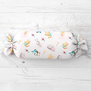 Biante Detský vankúš valec bonbon Sandra SA-671 Zvieratká baletky na bielom 15x40 cm