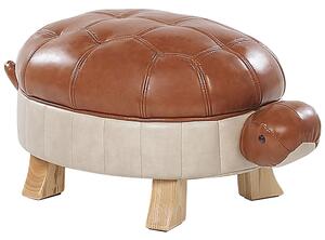 Zvieracia stolička korytnačka hnedá drevené nohy, podnožka pre deti