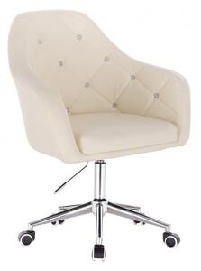 LuxuryForm DESIGN Kreslo ROMA na striebornej podstave s kolieskami - krémové