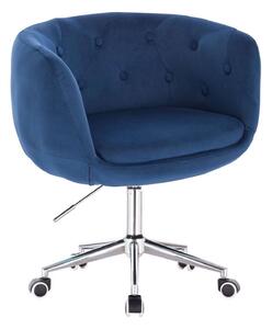 LuxuryForm DESIGN Kreslo MONTANA VELUR na striebornej podstave s kolieskami - modré