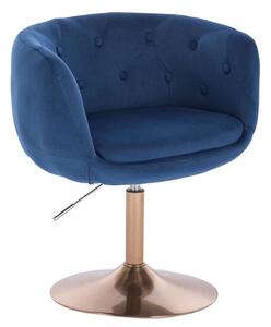 LuxuryForm DESIGN Kreslo MONTANA VELUR na zlatom tanieri - modré