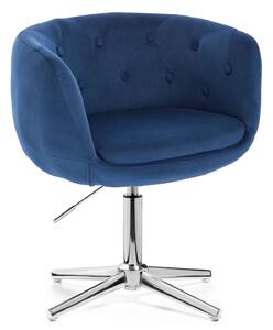 LuxuryForm DESIGN Kreslo MONTANA VELUR na striebornom kríži - modré