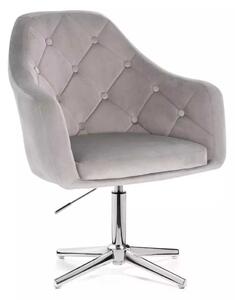LuxuryForm DESIGN Kreslo ANDORA VELUR na striebornom kríži - svetlo šedé