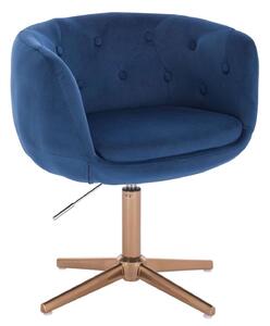 LuxuryForm DESIGN Kreslo MONTANA VELUR na zlatom kríži - modré