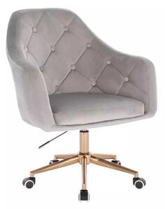 LuxuryForm DESIGN Kreslo ANDORA VELUR na zlatej podstave s kolieskami - svetlo šedé