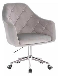 LuxuryForm DESIGN Kreslo ANDORA VELUR na striebornej podstave s kolieskami - svetlo šedé