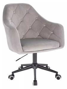 LuxuryForm DESIGN Kreslo ANDORA VELUR na čiernej podstave s kolieskami - svetlo šedé