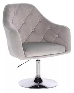 LuxuryForm DESIGN Kreslo ANDORA VELUR na striebornom tanieri - svetlo šedé