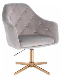 LuxuryForm DESIGN Kreslo ANDORA VELUR na zlatom kríži - svetlo šedé