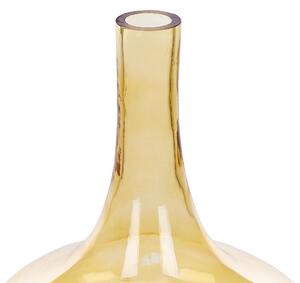 Váza žlté sklo farebné tónované priehľadné dekoratívne sklenené fľaše domáci doplnok
