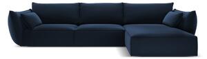 Tmavomodrá zamatová rohová pohovka (pravý roh/s leňoškou) Vanda – Mazzini Sofas