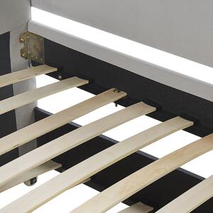 Rozkladacia posteľ svetlosivá zamatová čalúnená 90 x 200 cm rozťahovacie lôžko spálňa