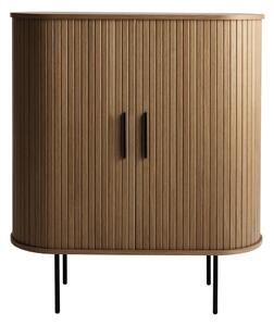 Hnedá vinotéka v dekore duba s posuvnými dverami 100x118x40 cm Nola – Unique Furniture