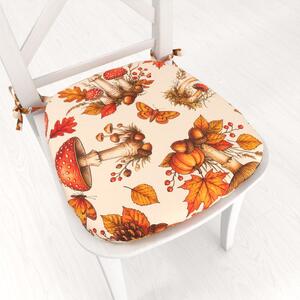 Biante Oblý podsedák Leona LN-183 Muchotrávkové snívanie na krémovom - 39x37x3 cm