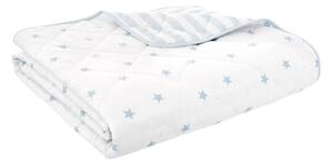 Biely/modrý bavlnený prešívaný detský pléd 135x190 cm Mini Star & Stripes – Bianca