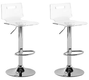 Moderná štýlová sada 2 stoličiek z priehľadného bieleho plastu nastaviteľná výška otočné