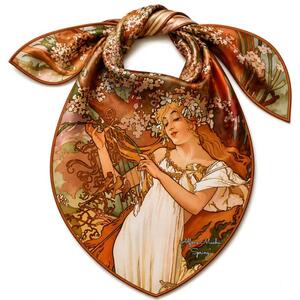 PAOLA RIVELLI Šatka, 90x90 cm Alfons Mucha Štyri ročné obdobia Jar (Krásna šatka v originálnom darčekovom baleni z úplne novej kolekcie The Divine Collection značky Paola Rivelli. - Uvádzacia zľava -28%. Nenechajte si ujsť!)