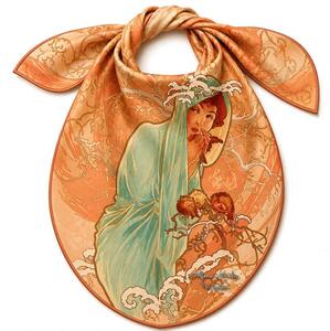 PAOLA RIVELLI Šatka, 90x90 cm Alfons Mucha Štyri ročné obdobia Zima (Krásna šatka v originálnom darčekovom baleni z úplne novej kolekcie The Divine Collection značky Paola Rivelli. - Uvádzacia zľava -28%. Nenechajte si ujsť!)