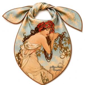 PAOLA RIVELLI Šatka, 90x90 cm Alfons Mucha Štyri ročné obdobia Leto (Krásna šatka v originálnom darčekovom baleni z úplne novej kolekcie The Divine Collection značky Paola Rivelli. - Uvádzacia zľava -28%. Nenechajte si ujsť!)