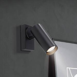 Nástenný svietidlo RIK, čierne, 1-pl., 20 cm, kovové, GU10-LED, Čierna, Obývacia izba / jedáleň, Hliník, Moderný, Nástenné bodové svietidlo