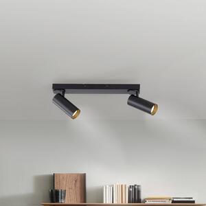Stropné bodové svetlá RIK, čierny, 2-pl., 59 cm, kov, GU10-LED, Čierna, Obývacia izba / jedáleň, Hliník, Moderný, Stropné svetlo polkruhové s priestorom