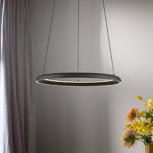 LED závesné svietidlo QUILLO, čierne, Ø 60 cm, kov, Switchdim, Čierna, Obývacia izba / jedáleň, Hliník, Moderný, Závesné svietidlo