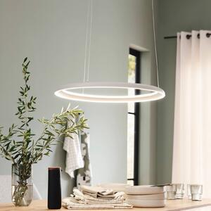 LED závesné svietidlo QUILLO, béžové, Ø 60 cm, kov, Switchdim, Krémová / jantárovo žltá, Obývacia izba / jedáleň, Hliník, Moderný, Závesné svietidlo