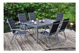 Home Garden Záhradný nábytok Ibiza so 6 stoličkami a stolom, 150 cm, čierny