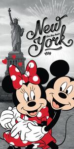 Jerry Fabrics Bavlněná froté osuška 70x140 cm - Mickey a Minnie v New Yorku