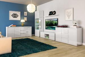 TV Stolík v bielej farbe s vysokým leskom 2D Elvie 05 - Bogart Design