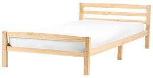 Posteľ svetlohnedá borovicové drevo 120 x 200 cm s čelom a lamelovým roštom minimalistický škandinávsky štýl spálňa