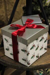 Strieborná vianočná darčeková krabička 12cm