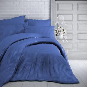 Kvalitex Saténové predľžené posteľné obliečky s prúžkom 140x220, 70x90cm MODRÉ