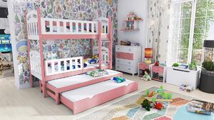 Poschodová posteľ Nati pre 4 osoby 160 x 80 cm Ružová