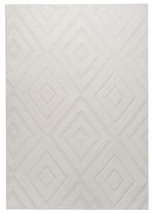 Koberec krémová biela látka 160 x 230 cm žakárový obdĺžnikový tvar kosoštvorcový geometrický vzor moderný štýl obývacia izba spálňa