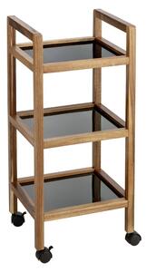 Čierny/v prírodnej farbe kúpeľňový regál z masívu akácie 35x76,5 cm Fondi – Wenko