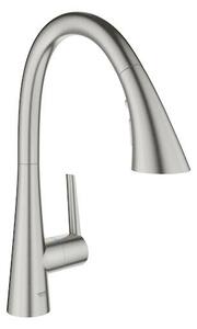 Drezová batéria GROHE Zedra s vyťahovacou spŕškou, 3 prúdy supersteel 32294DC2