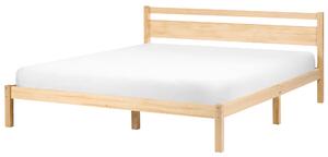 Posteľ svetlohnedá borovicové drevo 180 x 200 cm s čelom a lamelovým roštom minimalistický škandinávsky štýl spálňa