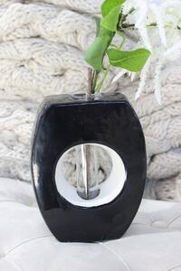 Čierna váza so sklom BLACK&WHITE 18cm