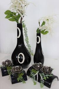 Čierna oválna váza BLACK&WHITE 28cm