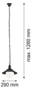 Vonkajšia závesná lampa Enduro, čierna, oceľ, sklo, IP44, E27, Čierna, kov, Závesné svietidlo