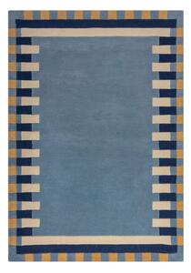Modrý ručne tkaný vlnený koberec 120x170 cm Kai Wool Border – Flair Rugs