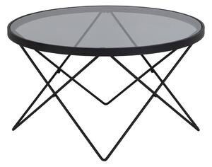 Čierny konferenčný stolík so sklenenou doskou ø 80 cm Cuxton – Actona