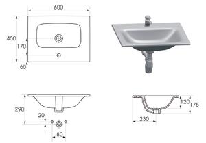 Cersanit Moduo SET, závesná skrinka 60x45x57 cm + umývadlo 60cm, antracitová matná, S801-472-DSM