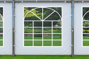 Záhradný párty stan 5x10m PREMIUM Biela / zelená (strecha zelená)